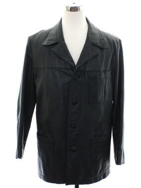 Vintage 80s Black Leather Jacket Men's Large 42 Chest Echtes Leder